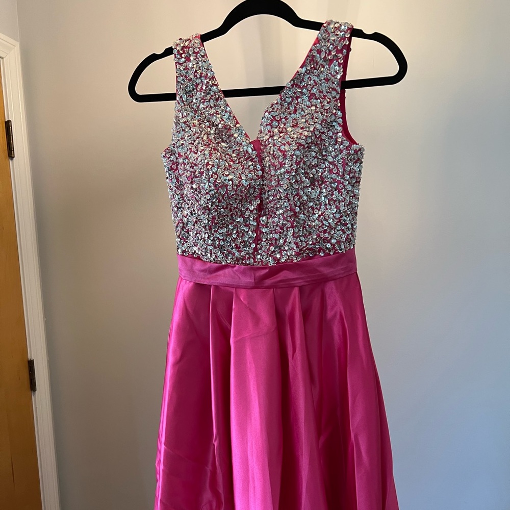 Pink Satin Prom Dress, Formal Dress, Evening Gown.